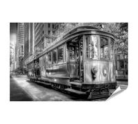 islandburner Póster premium en blanco y negro de un antiguo tranvía en San Francisco - Estándar