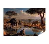 islandburner Póster premium fascinante escena de dinosaurio mural para habitación infantil, aventura para pequeños exploradores, estándar