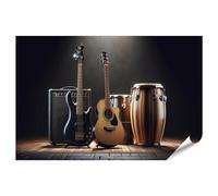 islandburner Póster XXL con bajo eléctrico y guitarra acústica con Kongas Premium Imágenes de impresión fotográfica