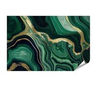islandburner Póster XXL con imagen abstracta verde y dorada, diseño pintoresco, imágenes de alta calidad, impresión fotográfica