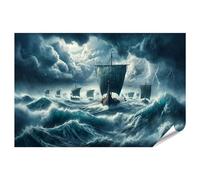 islandburner Póster XXL con imagen turbulenta del Mar del Norte durante una tormenta antes de los barcos vikingos, imágenes de alta calidad, impresión fotográfica