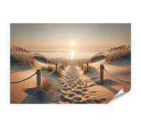 islandburner Póster XXL con paisaje de playa tranquilo al amanecer con un sendero que conduce a través de dunas de arena