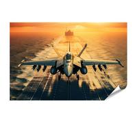 islandburner Póster XXL de avión de combate sobre avión al atardecer