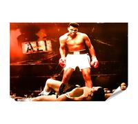 islandburner Póster XXL de la leyenda del boxeo Muhammad Ali en el anillo contra contrapartes imágenes de alta calidad, 130 x 90 cm