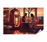 islandburner Póster XXL de pareja en un restaurante retro al atardecer cena romántica imágenes de alta calidad impresión fotográfica