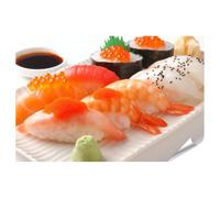 islandburner Póster XXL de variedad de sushi japonés con salsa de soja y wasabi para cocina gourmet amantes del sushi restaurante imágenes premium impresión fotográfica