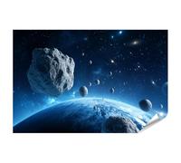 islandburner Premium Póster de asteroides masivos en el espacio profundo cerca del planeta helado - gran formato - Edición Q2