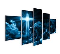 islandburner Prime Cuadro sobre lienzo, cruz en nube, religión cristiana, Jesucristo, Iglesia, Mural de pared, impresión artística