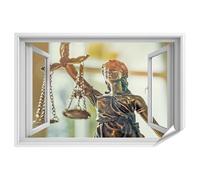 islandburner Prime Imagen Póster Escultura de Justicia frente a una ventana abierta Fotos Premium Imágenes Impresión fotográfica