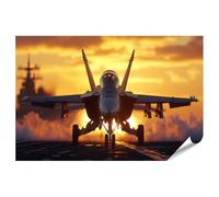 islandburner Prime XXL - Póster de avión de combate con puesta de sol sobre portaaviones