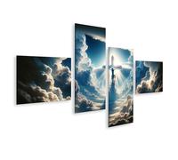 islandburner Primer cuadro sobre lienzo Ángeles Humanos Figura de Luz en Cielo Nublado Cuadros Murales Póster