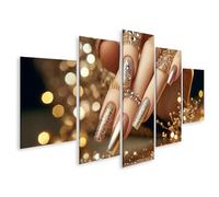 islandburner Primer cuadro sobre lienzo brillante esplendor dorado manicura con joyas acabado salón de uñas salón de belleza imágenes murales póster