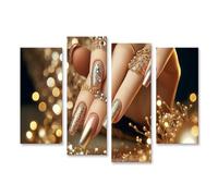 islandburner Primer cuadro sobre lienzo brillante esplendor dorado manicura con joyas acabado salón de uñas salón de belleza imágenes murales póster