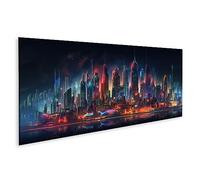 islandburner Primer cuadro sobre lienzo Cyberpunk City Skyline con luces de neón oscuras en ramas impresionantes cuadros murales póster