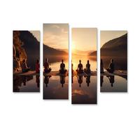 islandburner Primer cuadro sobre lienzo gente meditación puesta de sol lago reflexión silencio calma imágenes murales carteles