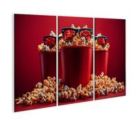 islandburner Primer cuadro sobre lienzo TRES cubos rojos palomitas de maíz y gafas 3D concepto de cine imágenes murales póster