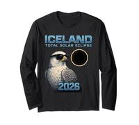 Islandia 2026 Eclipse Gyrfalcon Bird Totality Hombres Mujeres Niños Manga Larga