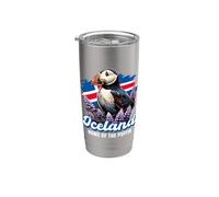 Islandia Bandera Islandesa Frailecillo Puffin Presente Vaso térmico de acero inoxidable de doble pared