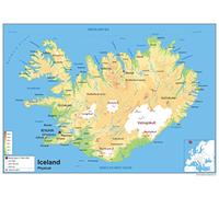 Islandia Mapa física - papel laminado [ga] A1 Size 59.4 x 84.1 cm
