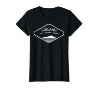 Islandia Montañas Glaciares Volcán Reykjavik Regalo Souvenir Camiseta gráfica económica, Mujer, Negro, S