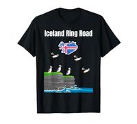 Islandia Ring Road Puffin Amante de Islandia Bandera de Viaje Souvenir Camiseta