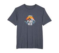 Islandia Tierra de Fuego y Hielo Aventura Gráfico Camiseta, Hombre Tallas Grandes, Azul Jaspeado, 3X Alto