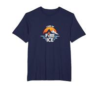 Islandia Tierra de Fuego y Hielo Aventura Gráfico Camiseta, Hombre Tallas Grandes, Azul Marino, 3X Alto