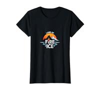 Islandia Tierra de Fuego y Hielo Aventura Gráfico Camiseta, Mujer, Negro, XXL