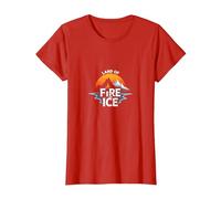Islandia Tierra de Fuego y Hielo Aventura Gráfico Camiseta, Mujer, Rojo, M