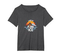 Islandia Tierra de Fuego y Hielo Aventura Gráfico Camiseta, Mujer Tallas Grandes, Jaspeado Oscuro, 1XL Grande