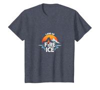 Islandia Tierra de Fuego y Hielo Aventura Gráfico Camiseta, Niños, Azul Jaspeado, 6 años