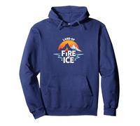 Islandia Tierra de Fuego y Hielo Aventura Gráfico Sudadera con Capucha, Unisex para Adultos, Azul Marino, S