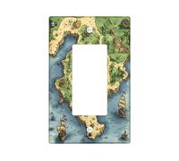 Islands - Cubierta decorativa para interruptor de mapa del tesoro náutico, 1 banda, balancín individual, cubierta de placa de pared de rutas de barco, tamaño estándar, placa frontal eléctrica piratas