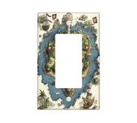 Islands - Cubierta decorativa para interruptor de mapa del tesoro náutico, 1 banda, interruptor de rutas de barco, placa frontal eléctrica de piratas para decoración de dormitorio y sala de estar