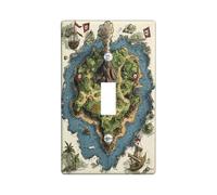 Islands - Cubierta decorativa para interruptor de mapa del tesoro náutico, 1 banda, interruptor de rutas de barco, placa frontal eléctrica de piratas para decoración de dormitorio y sala de estar