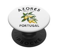 Islas Azores Limón Arte Fruta Portuguesa Portugal Souvenir PopSockets PopGrip Adhesivo