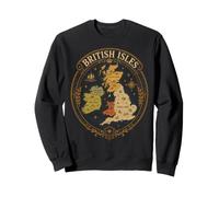 Islas Británicas Mar Inglaterra Escocia Gales Irlanda Mapa Vintage Sudadera