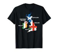Islas Británicas Mar Irlanda Escocia Gales Inglaterra Mapa Monedas Camiseta