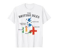 Islas Británicas Mar Irlanda Escocia Gales Inglaterra Mapa Monedas Camiseta