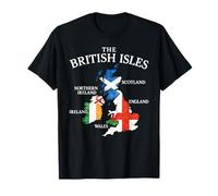 Islas Británicas Mar Irlanda Escocia Gales Inglaterra Mapa Monedas Camiseta
