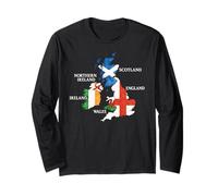 Islas Británicas Mar Irlanda Escocia Gales Inglaterra Mapa Monedas Manga Larga