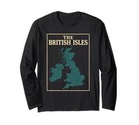 Islas Británicas Mar Irlanda Escocia Gales Inglaterra Mapa Monedas Manga Larga