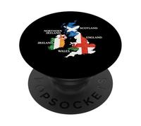 Islas Británicas Mar Irlanda Escocia Gales Inglaterra Mapa Monedas PopSockets PopGrip Adhesivo