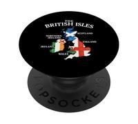 Islas Británicas Mar Irlanda Escocia Gales Inglaterra Mapa Monedas PopSockets PopGrip Adhesivo