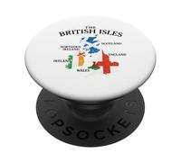 Islas Británicas Mar Irlanda Escocia Gales Inglaterra Mapa Monedas PopSockets PopGrip Adhesivo