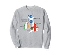 Islas Británicas Mar Irlanda Escocia Gales Inglaterra Mapa Monedas Sudadera