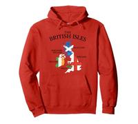 Islas Británicas Mar Irlanda Escocia Gales Inglaterra Mapa Monedas Sudadera con Capucha