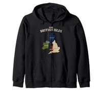 Islas Británicas Mar Irlanda Escocia Gales Inglaterra Mapa Monedas Sudadera con Capucha