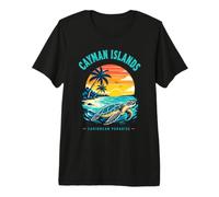 Islas Caimán Caribbean Paradise Sea Turtle Sunset Camiseta Camiseta Premium