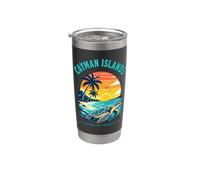 Islas Caimán Caribbean Paradise Sea Turtle Sunset Camiseta Vaso térmico de acero inoxidable de doble pared